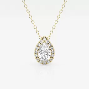 0.50 CT Pear Moissanite Diamond Halo Style Necklace