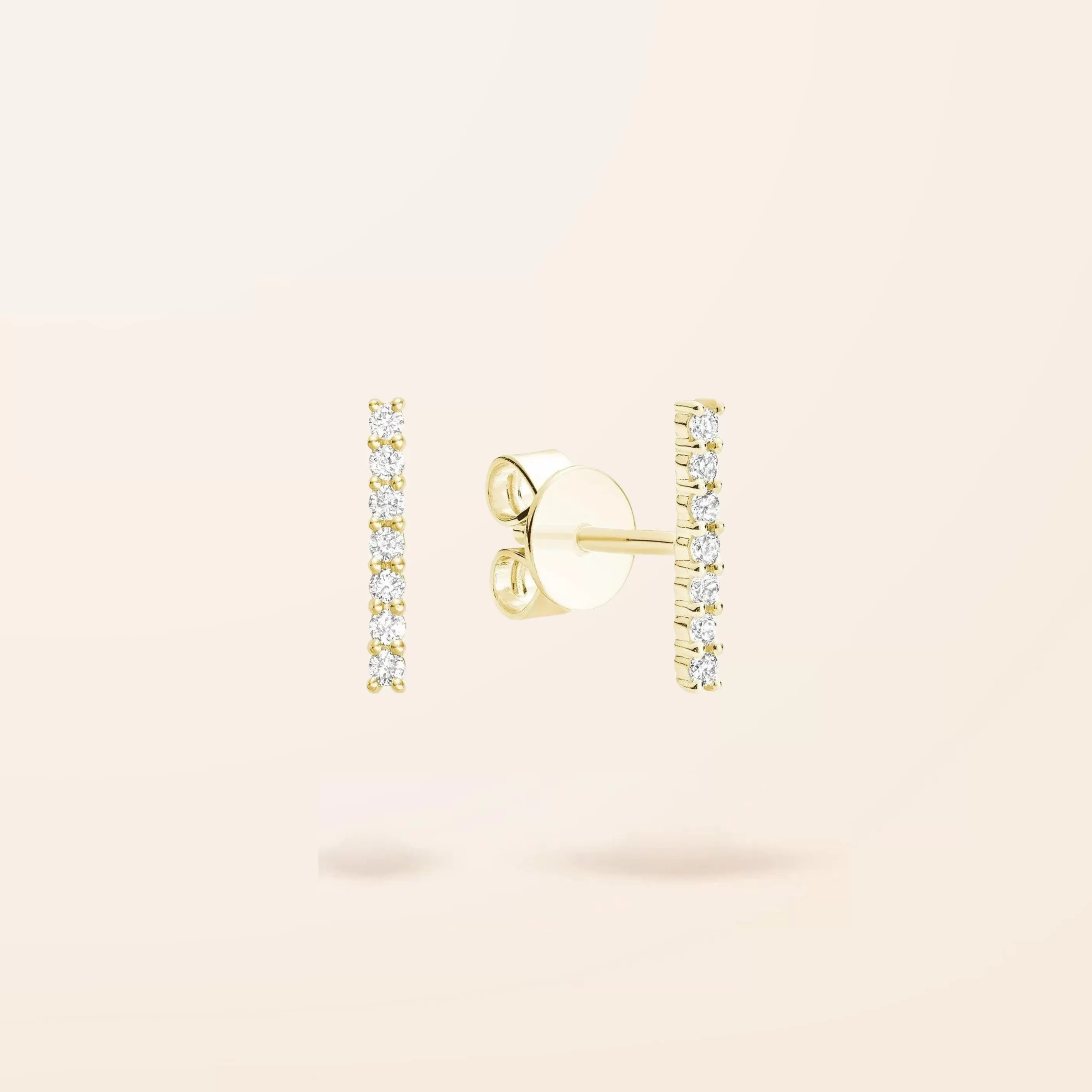 10K Gold Diamond Bar Stud Earrings