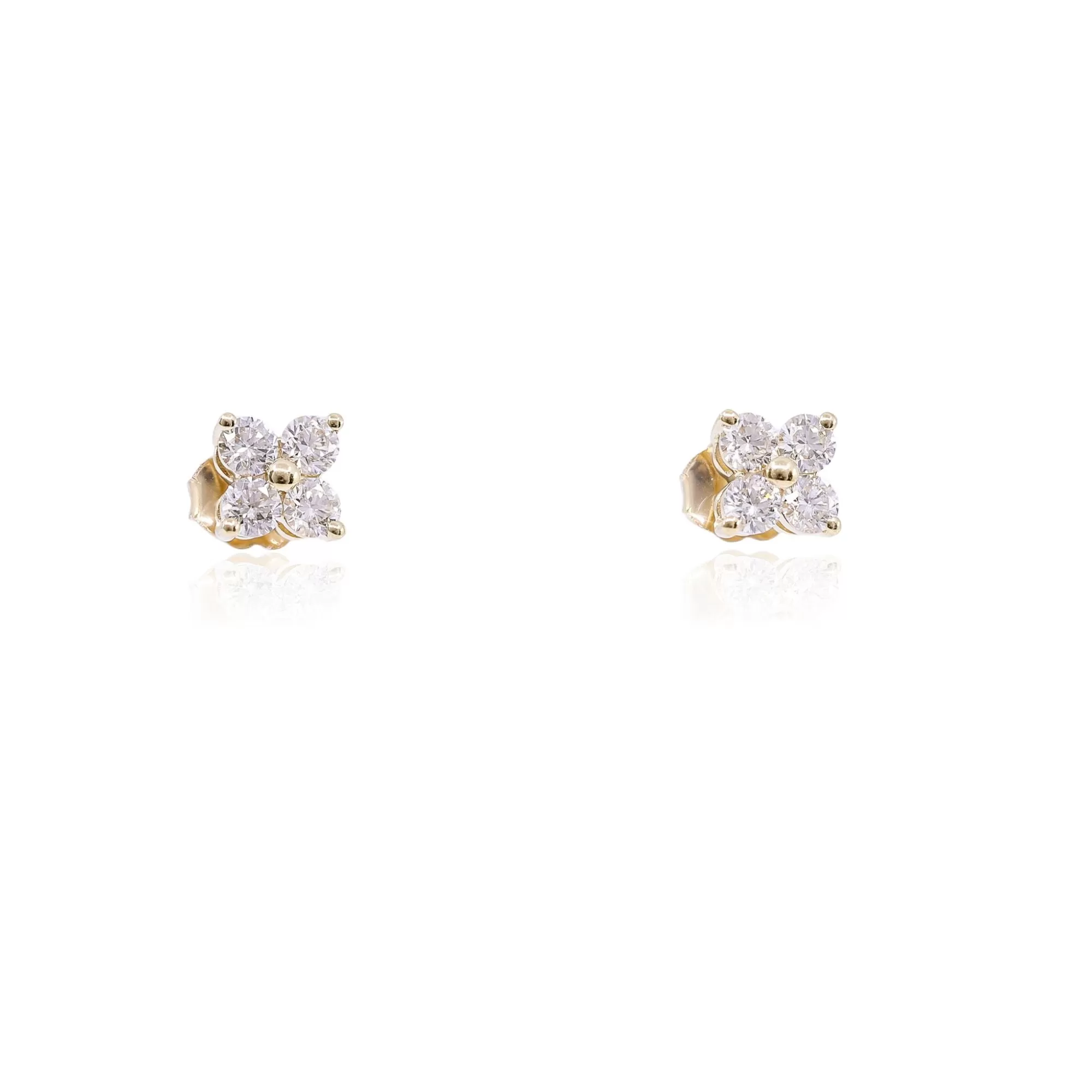 14K YELLOW GOLD DIAMOND CLUSTER STUD EARRINGS - 0.73CTW