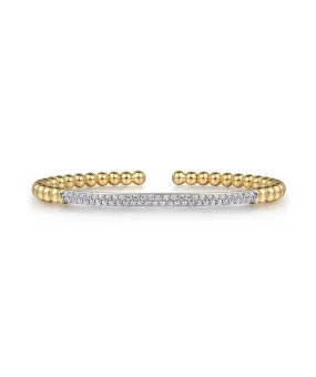 14K Yellow Gold Diamond Pave Bar Bujukan Split Bangle