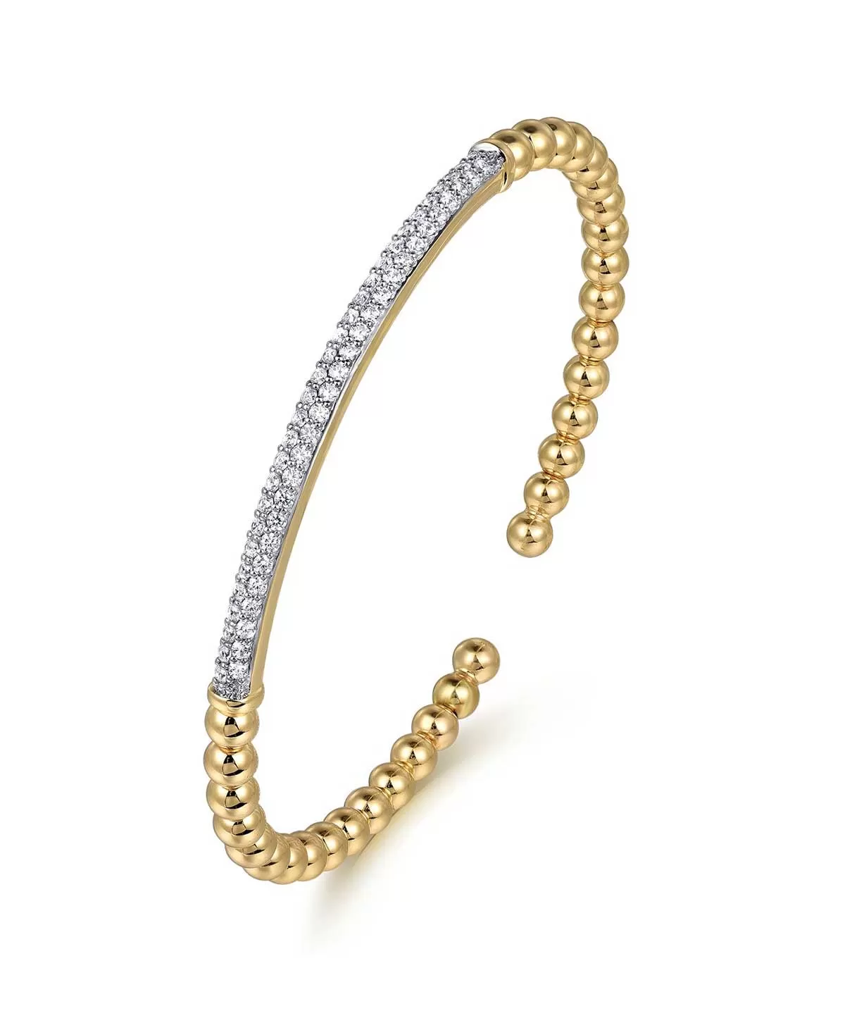 14K Yellow Gold Diamond Pave Bar Bujukan Split Bangle