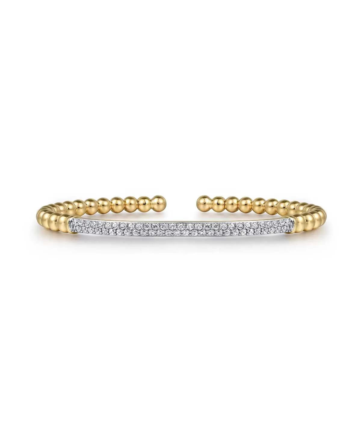 14K Yellow Gold Diamond Pave Bar Bujukan Split Bangle