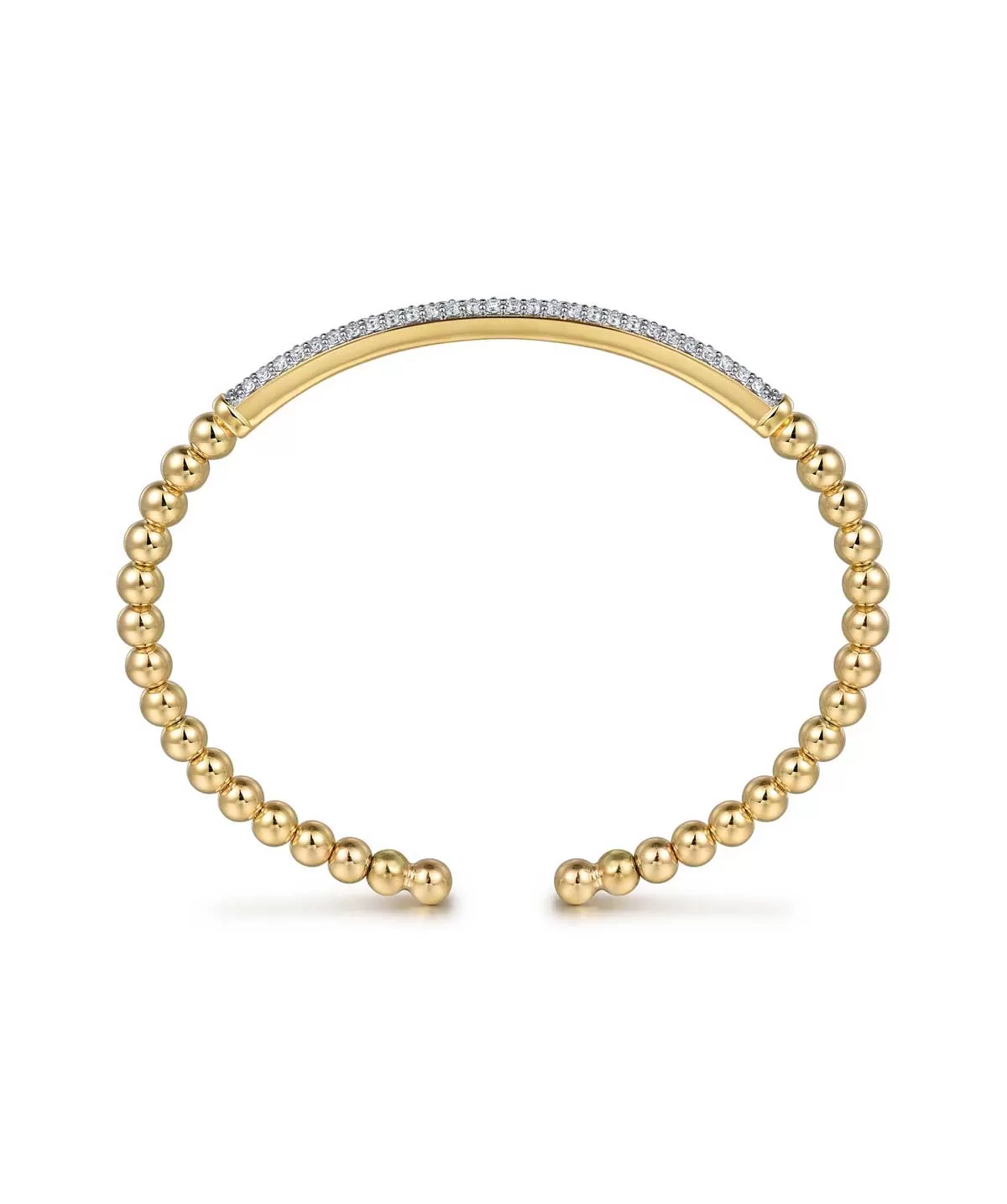 14K Yellow Gold Diamond Pave Bar Bujukan Split Bangle