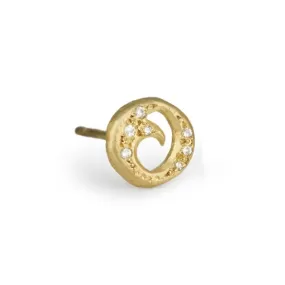 18K Gold Swirl Stud Earring with Diamonds