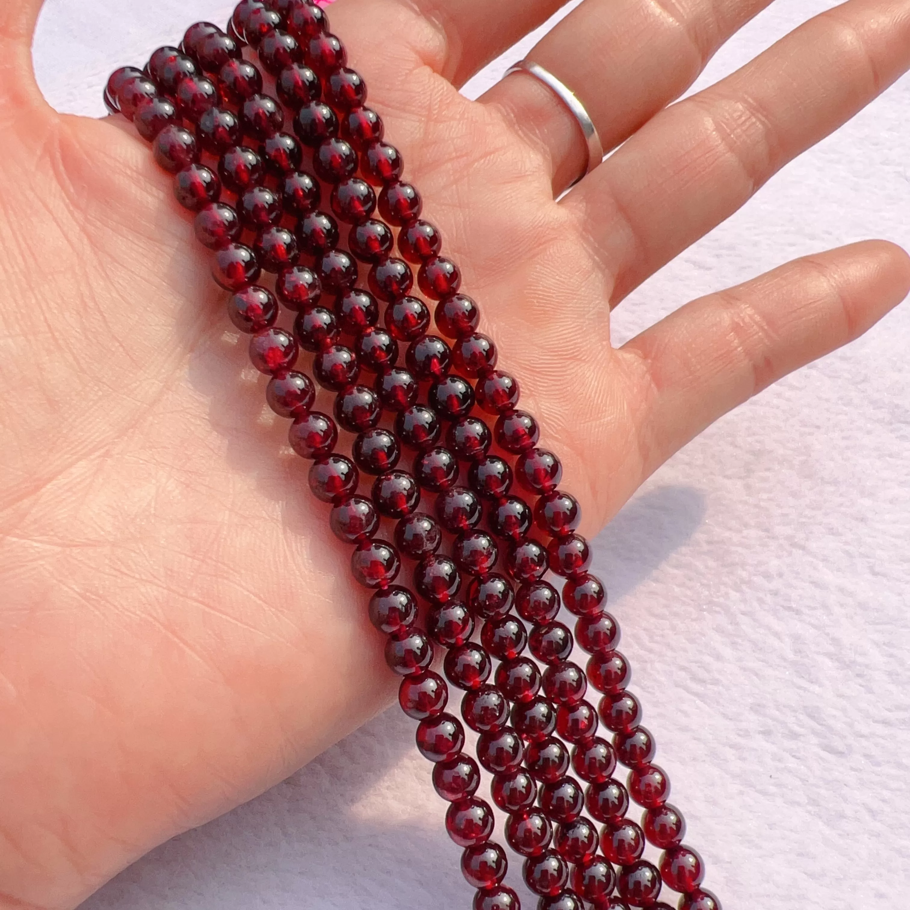 5 - 5.5mm Natural Almandine Red Garnet Round Bead Strands for DIY Jewelry Project