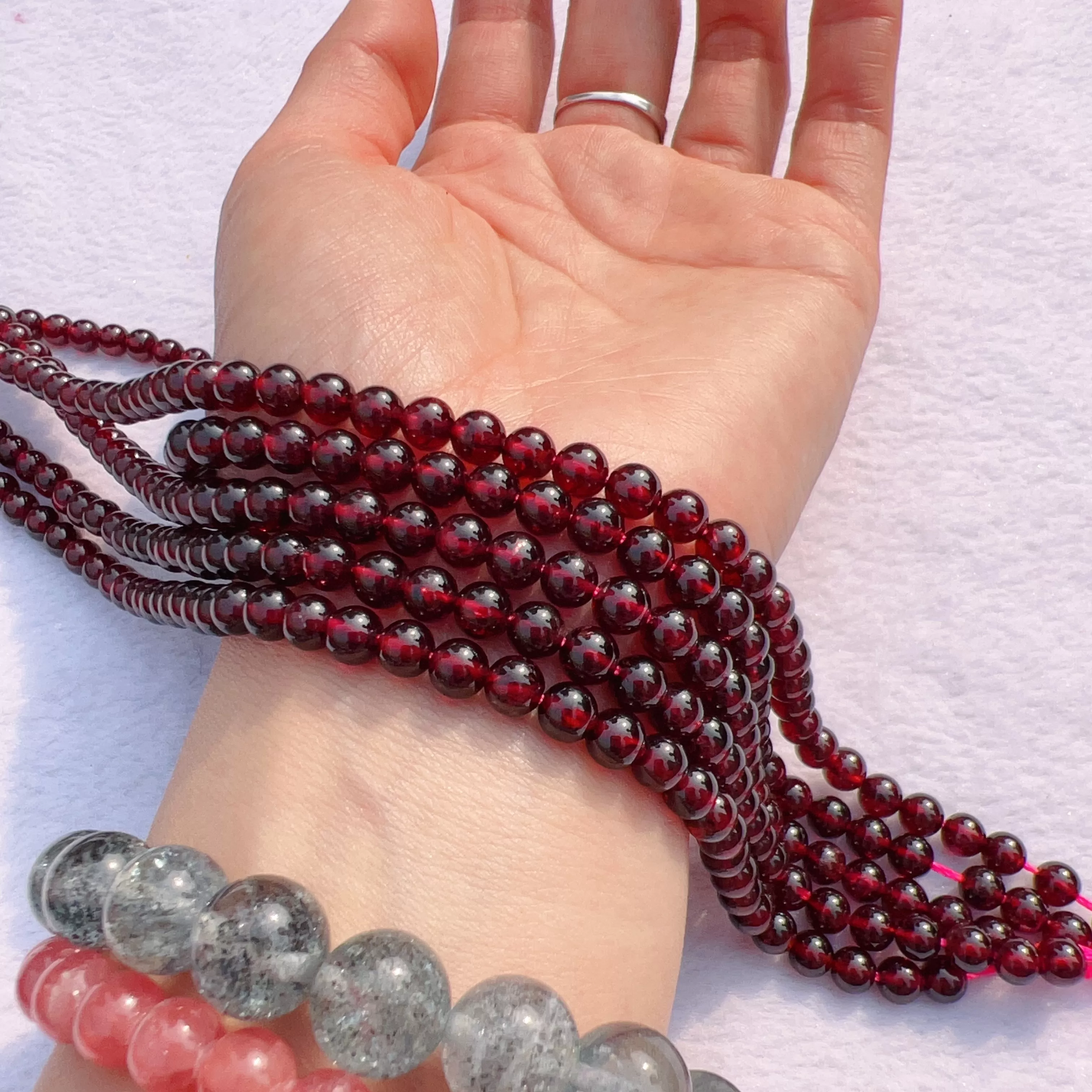 5 - 5.5mm Natural Almandine Red Garnet Round Bead Strands for DIY Jewelry Project