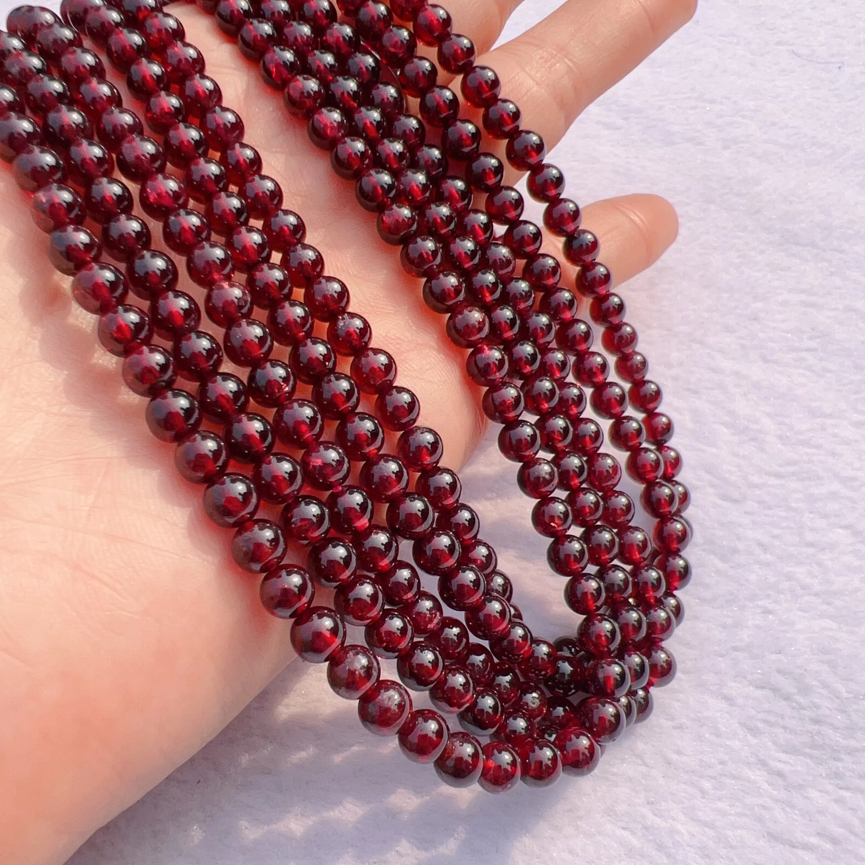 5 - 5.5mm Natural Almandine Red Garnet Round Bead Strands for DIY Jewelry Project