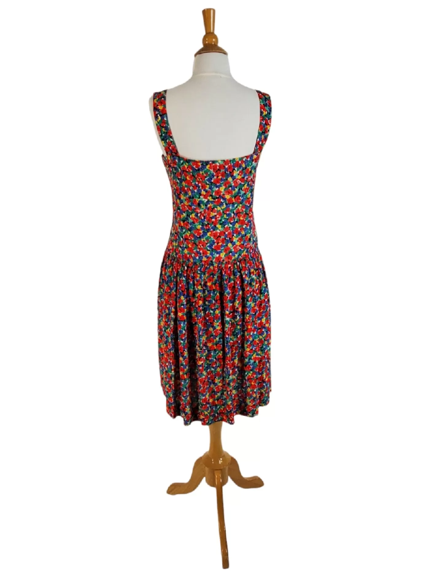 80s Does 20s Bright Floral Drop Waist Sundress