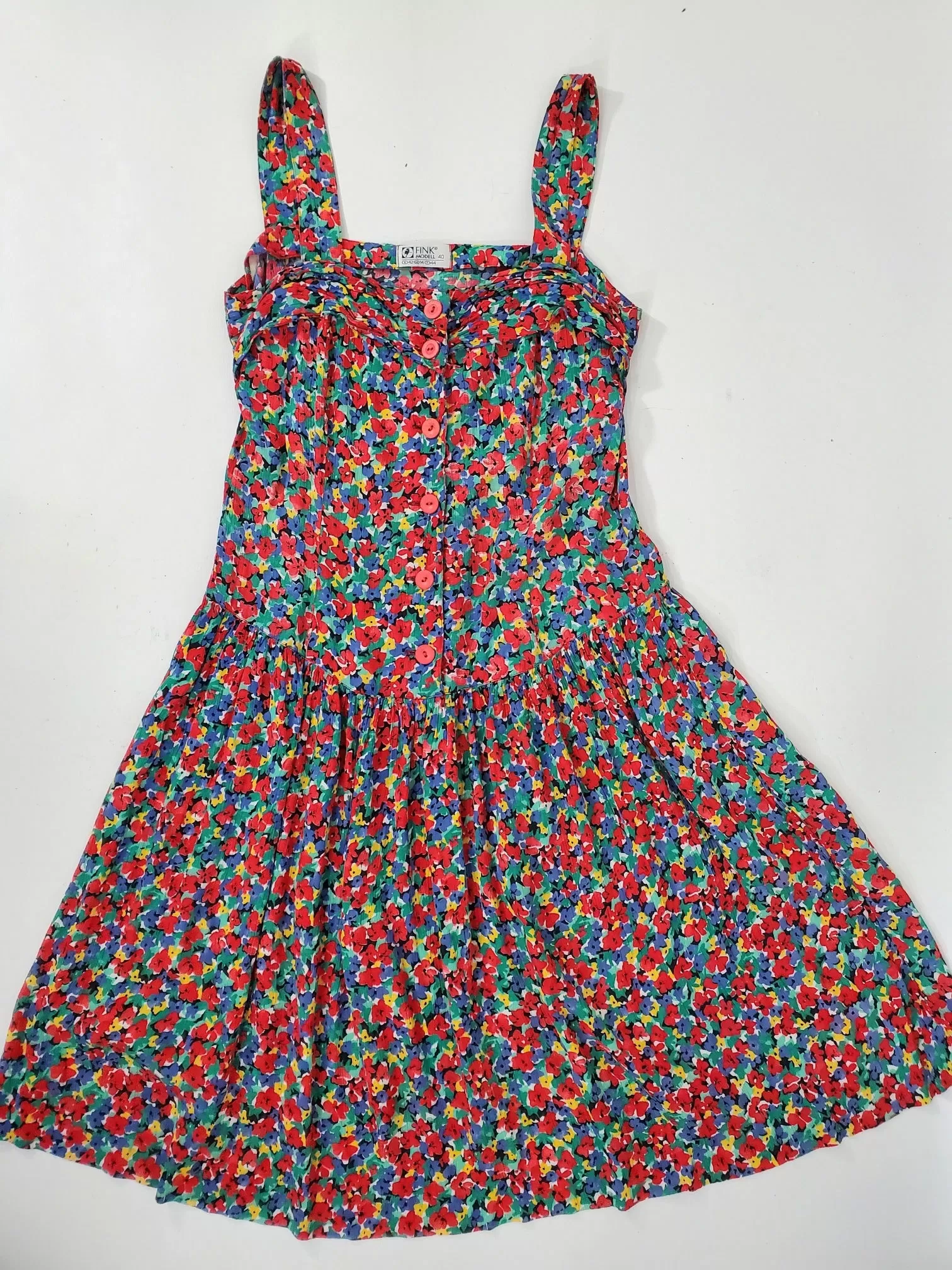 80s Does 20s Bright Floral Drop Waist Sundress