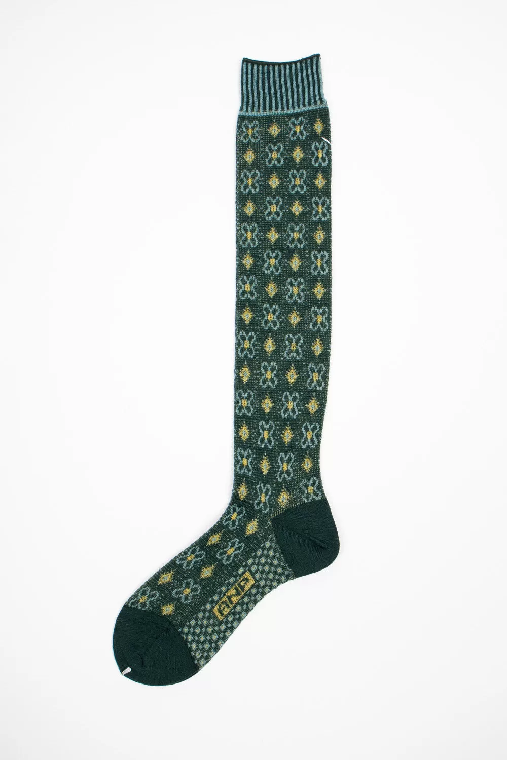 AM-776HS Flower Grid Socks Green