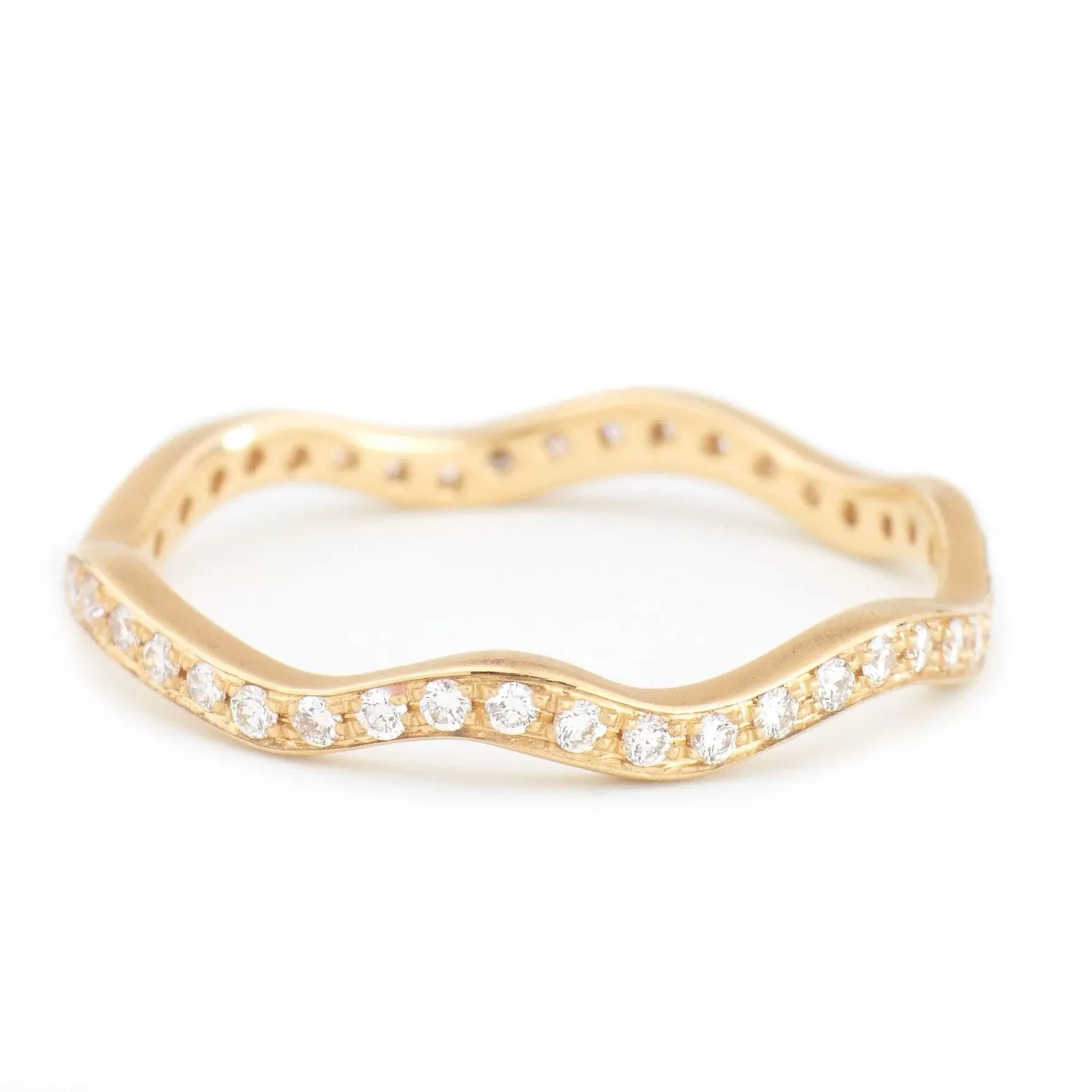 ANNE SPORTUN 18K YELLOW GOLD DIAMOND WAVE HALF-ETERNITY BAND 0.23CTW