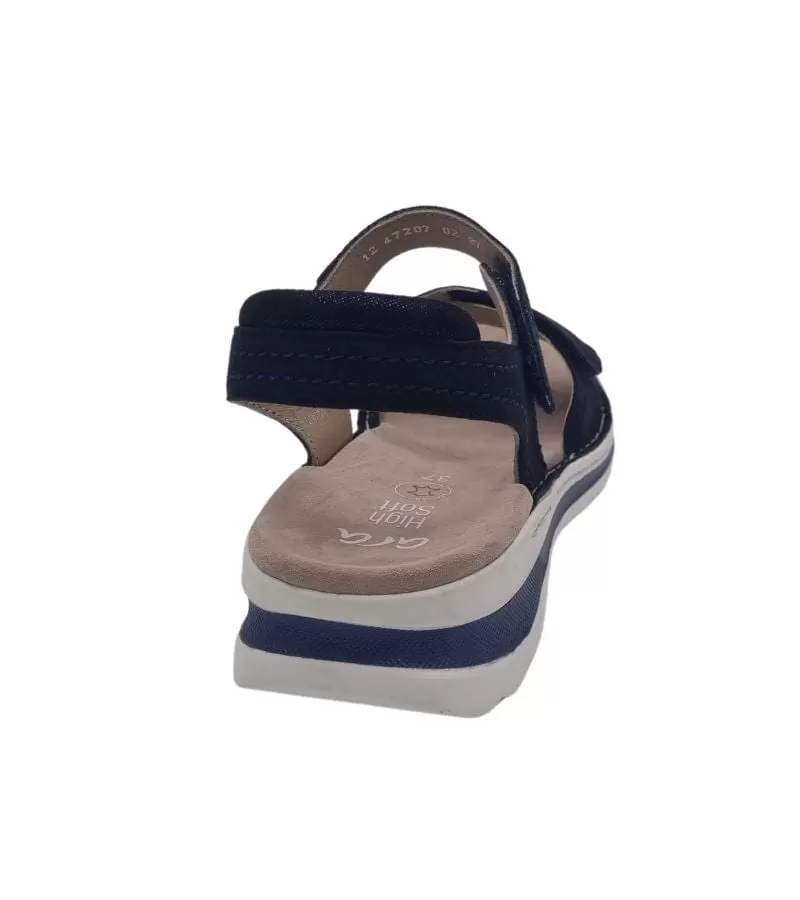 Ara Womens Sandal Leather Navy Shimmer Comfort Fit Sandal Tampa 2.0 - 12-47207