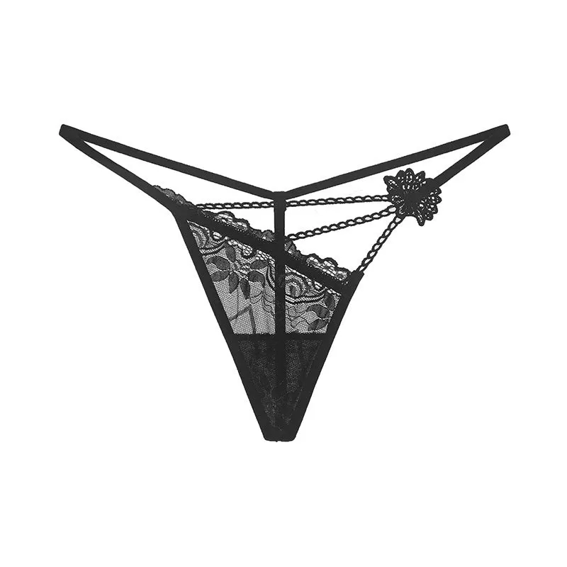 Asymmetricl Floral Lace with High Waist Thongs