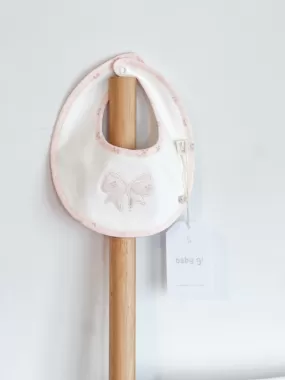 BabyGi Cream Bib With Floral Bow Detail