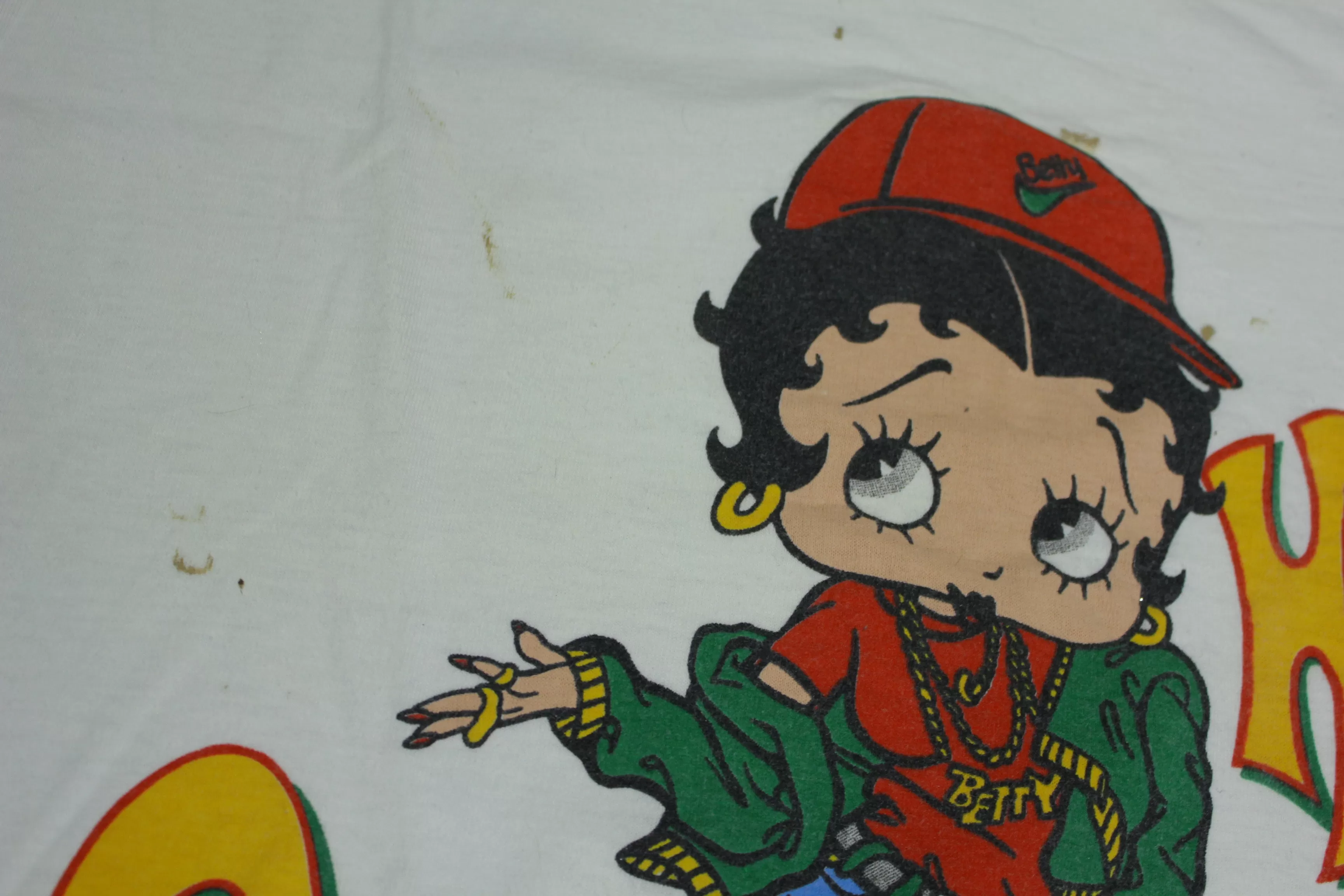 Betty Boop Vintage 90's Hey Girlfriend Single Stitch Hip Hop Nike Hat Street Wear T-Shirt