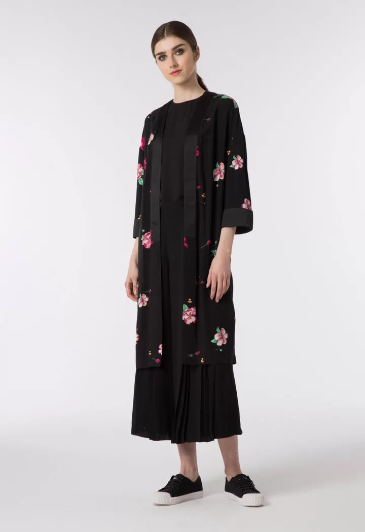 Black Floral Kimono