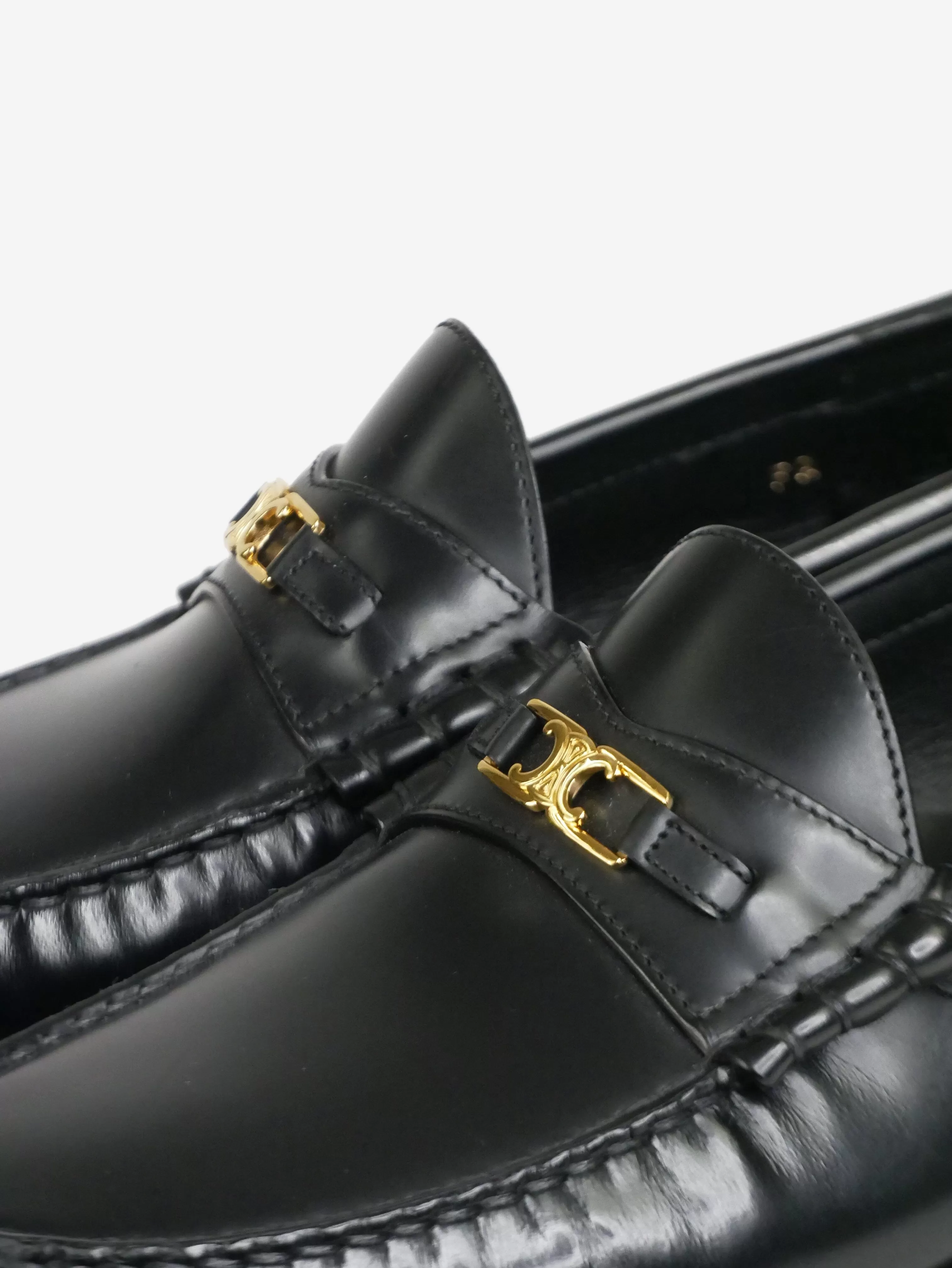 Black leather Triomphe loafers - size EU 42