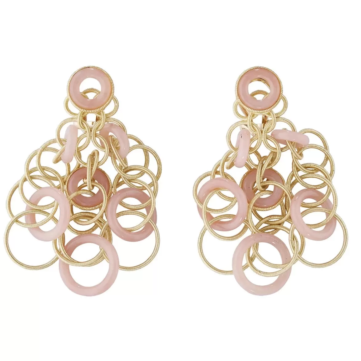 Buccellati - Hawaii - Drop Earrings with Pink Opals, 18k Yellow Gold