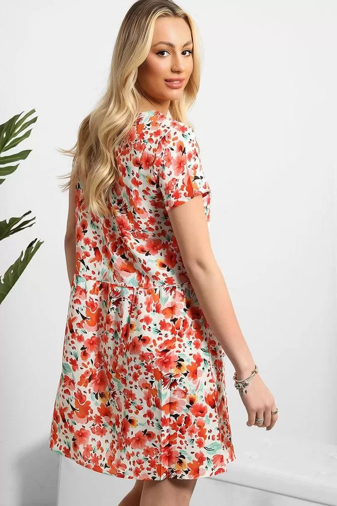 Buttoned Front Floral Print Dress