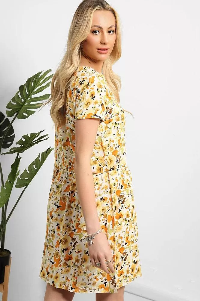 Buttoned Front Floral Print Dress