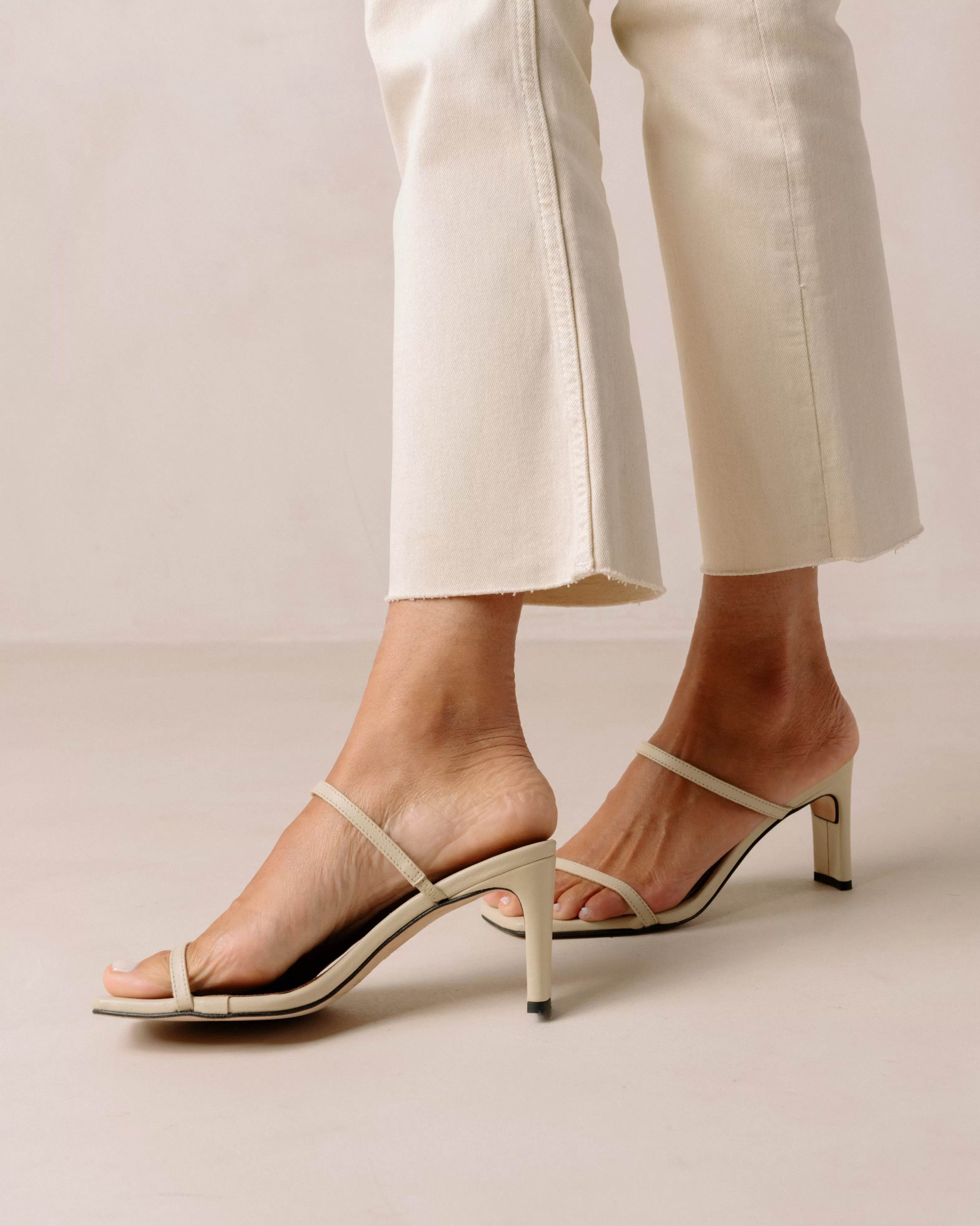 Cannes Beige Leather Sandals