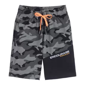 Cantabil Boys Black Camouflage Printed Bermuda