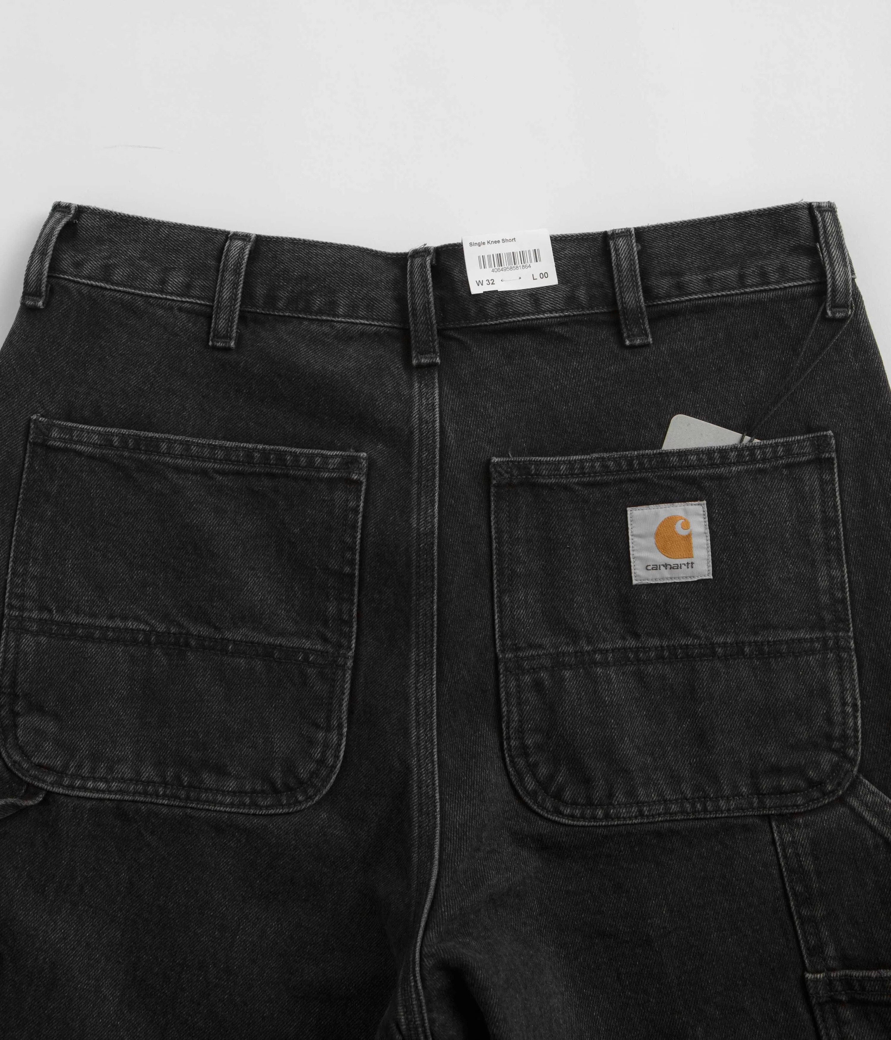 Carhartt Single Knee Shorts - Black Stone Washed