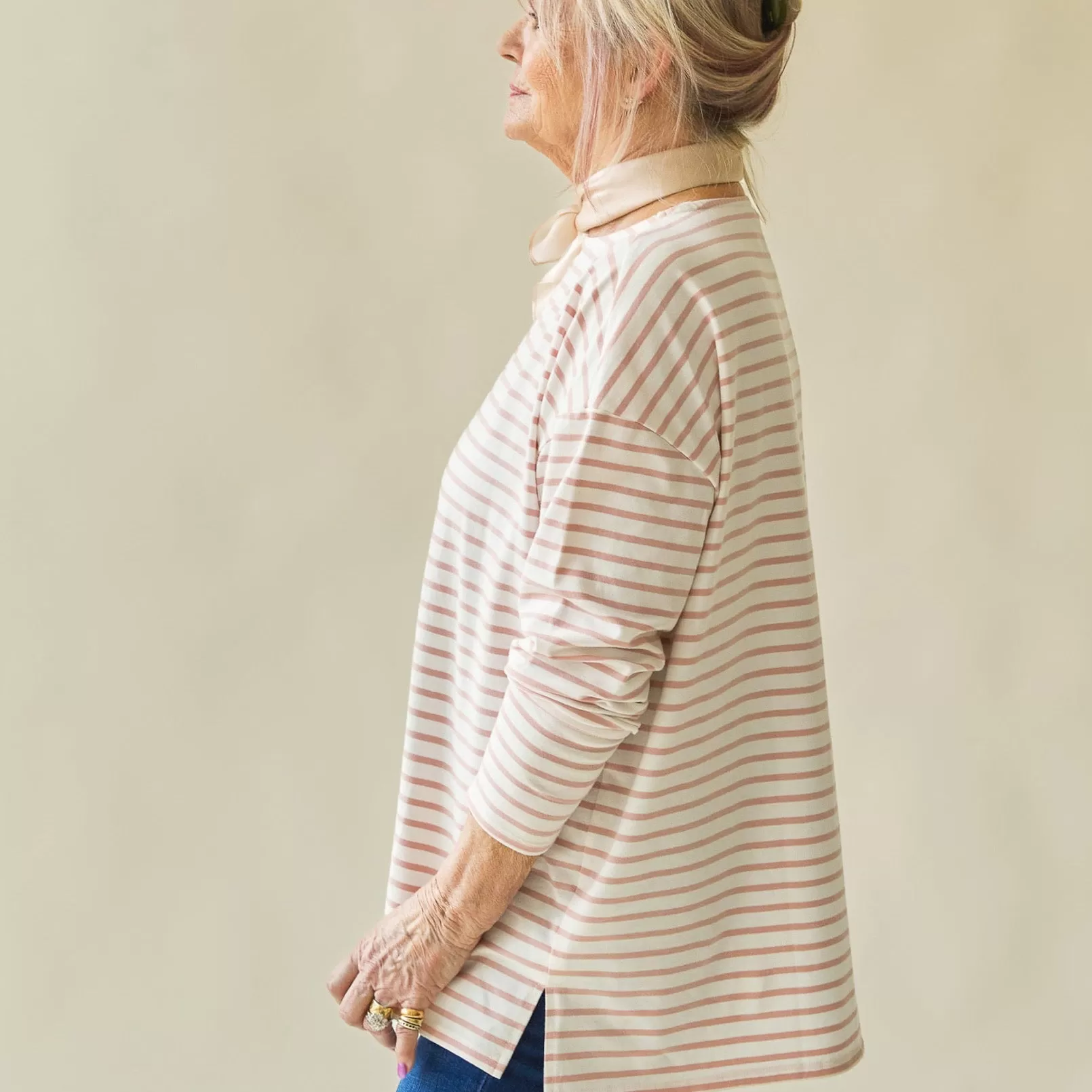 Chalk -  Bryony Dusky Pink Stripe Top