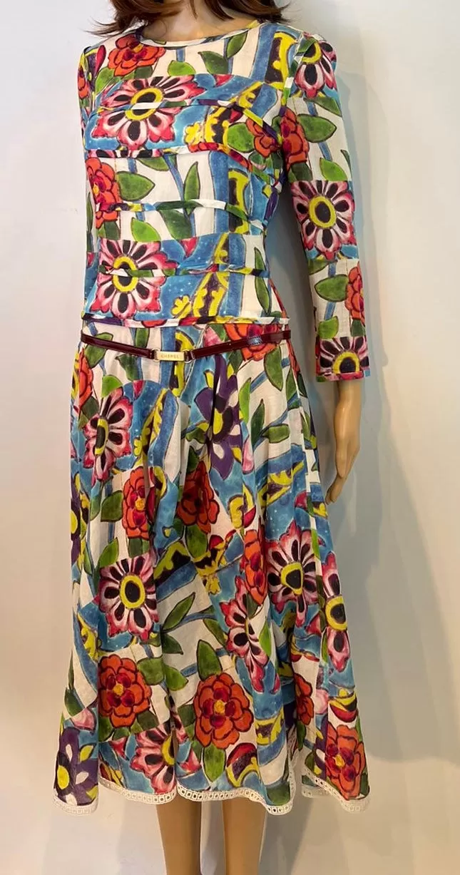 Chanel 15C 2015 Cruise Paris Dubai Long Floral Summer Dress FR 38 US 4