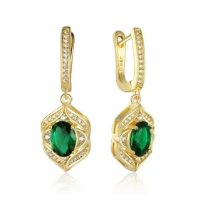 Classic Drop Green Cubic Zirconia Earrings