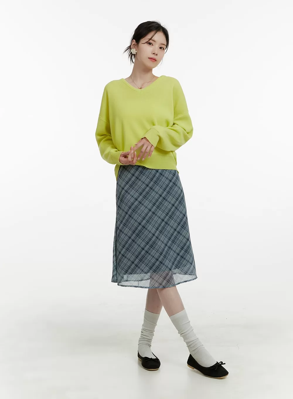 Classic Plaid Midi Skirt OA405