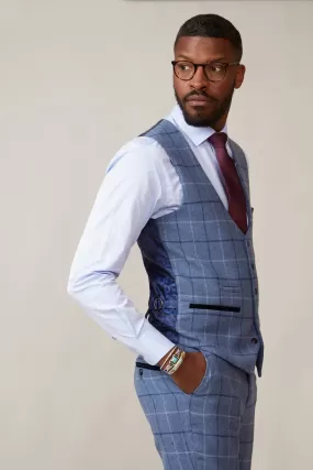 CLINTON - Blue Tweed Check Waistcoat