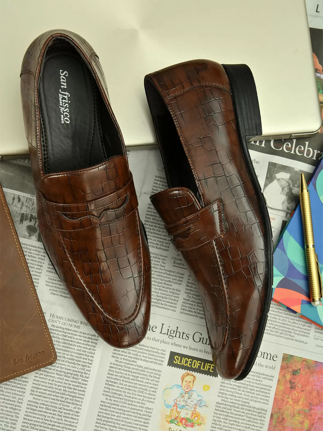 Clover Brown Penny Loafers