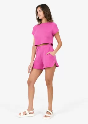 Club LC Scalloped Sweat Short Fuchsia