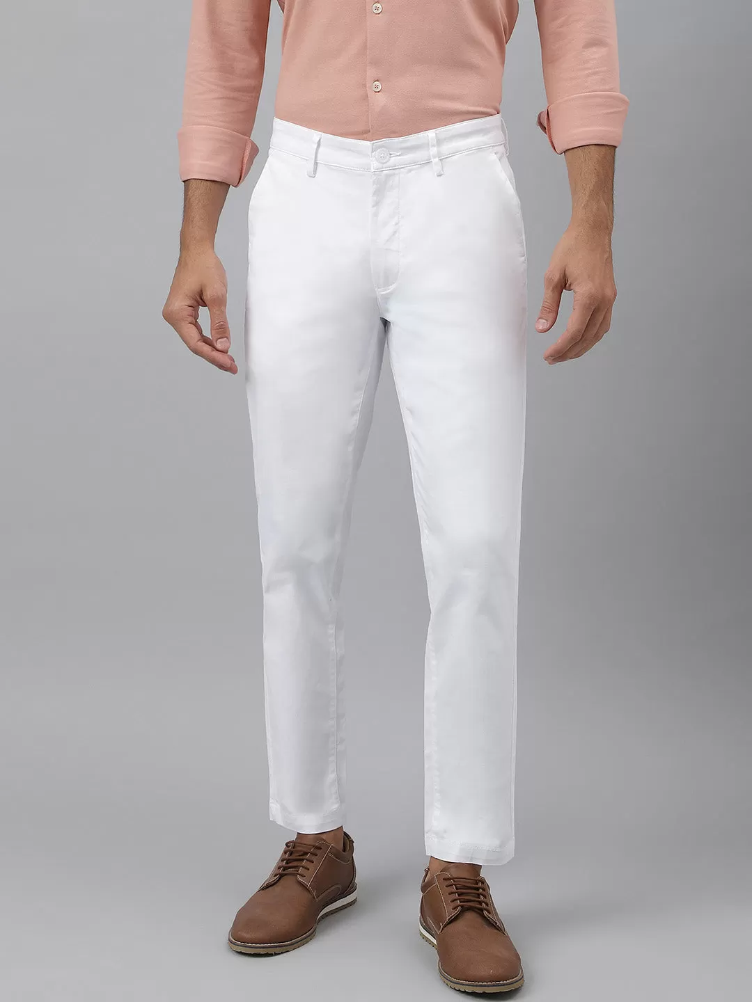 Comfort Fit Stretch Cotton White Chinos - Stride