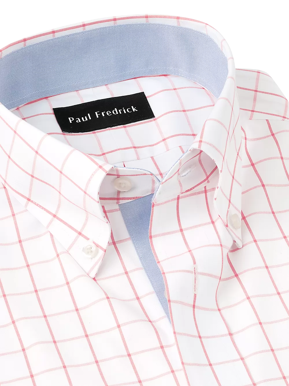 Comfort Stretch Non-Iron Check Dress Shirt With Contrast Trim - Coral