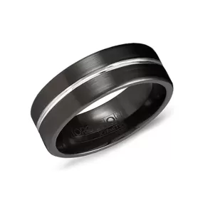 Crown Ring Black Cobalt 7mm Wide Comfort Fit Wedding Band