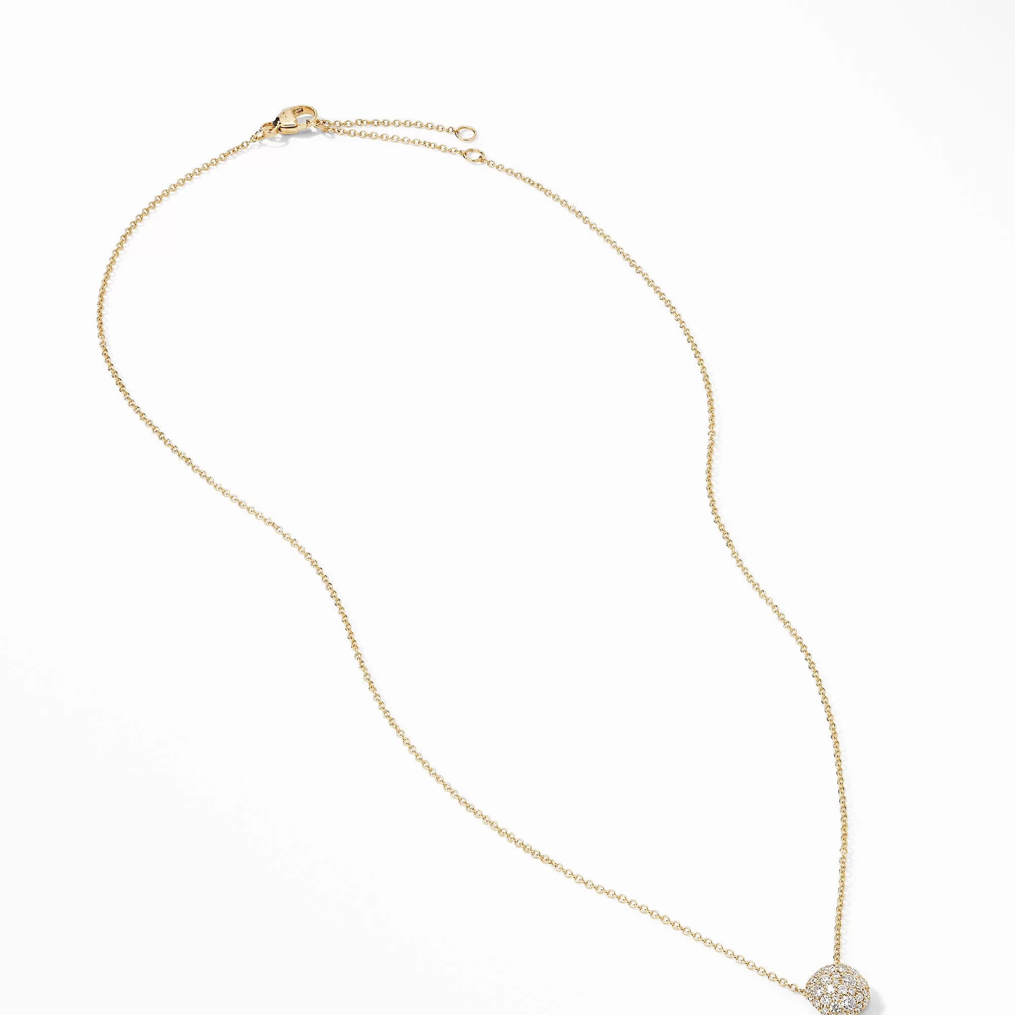 David Yurman Cushion Pendant Necklace in 18K Yellow Gold with Pave Diamonds