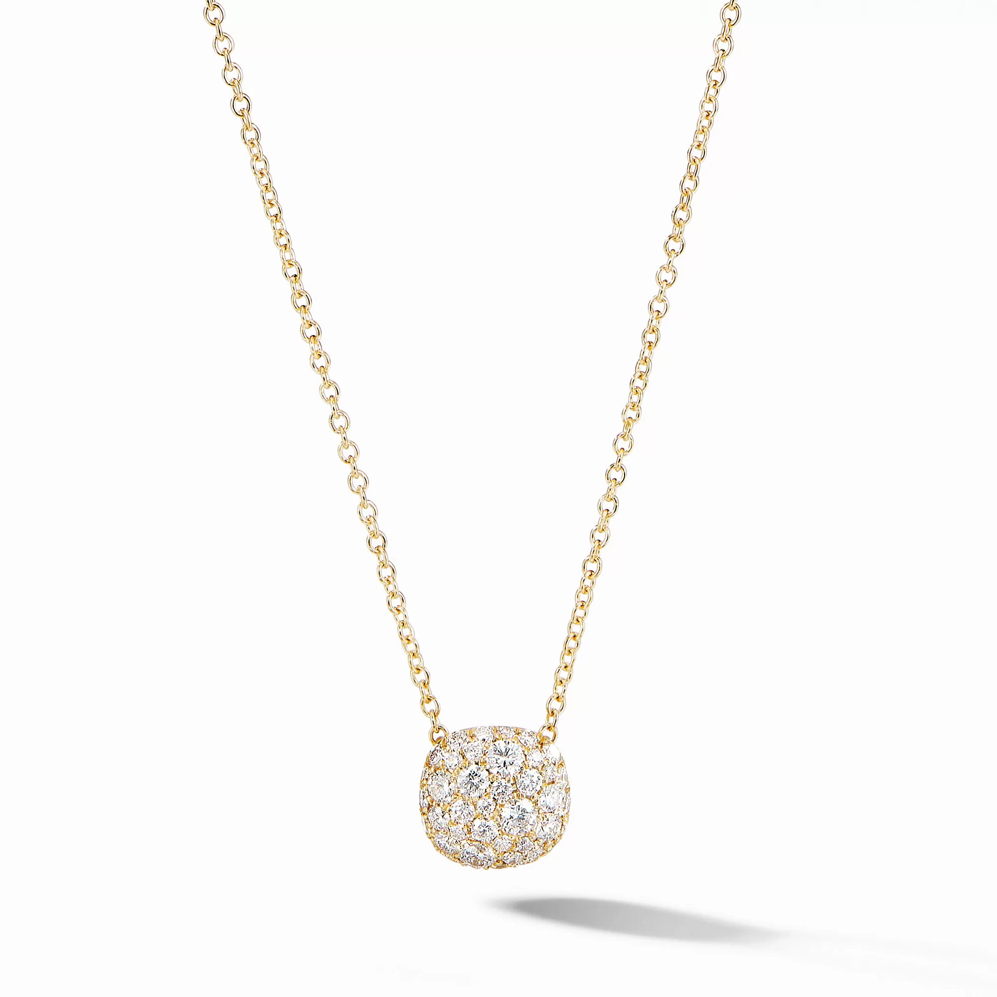 David Yurman Cushion Pendant Necklace in 18K Yellow Gold with Pave Diamonds