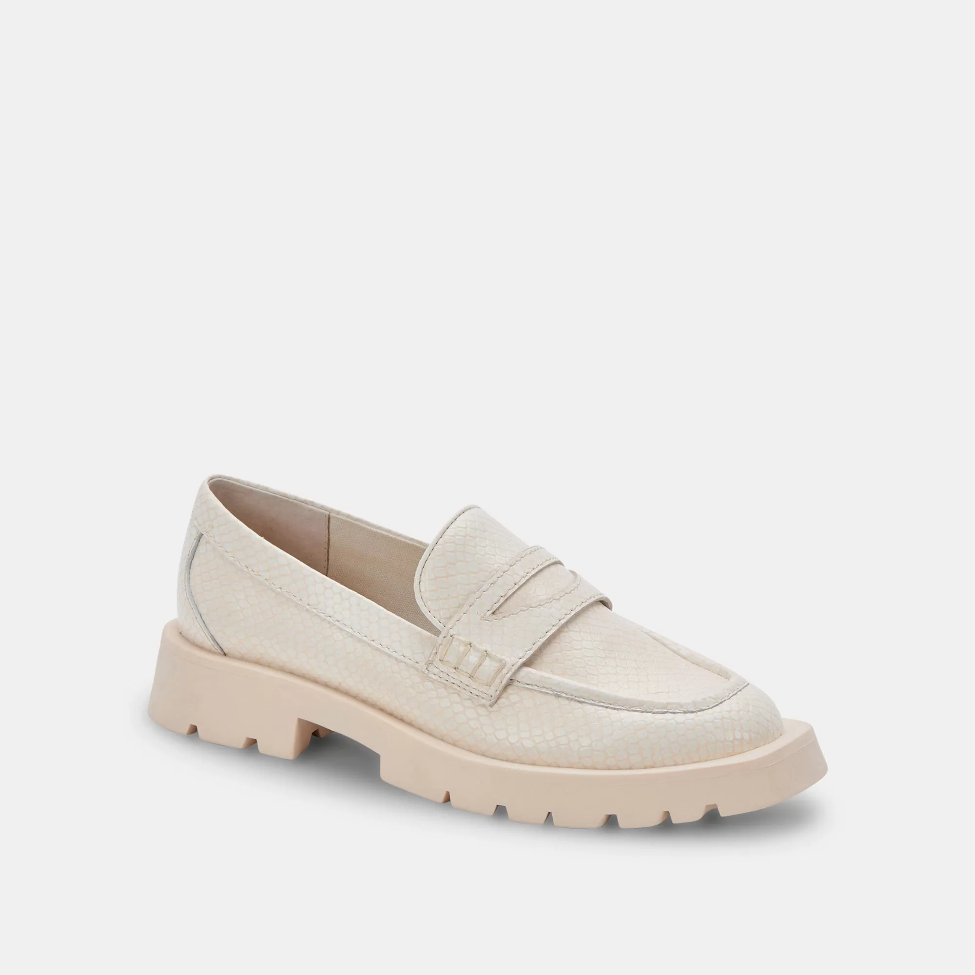 ELIAS WIDE FLATS IVORY EMBOSSED LEATHER