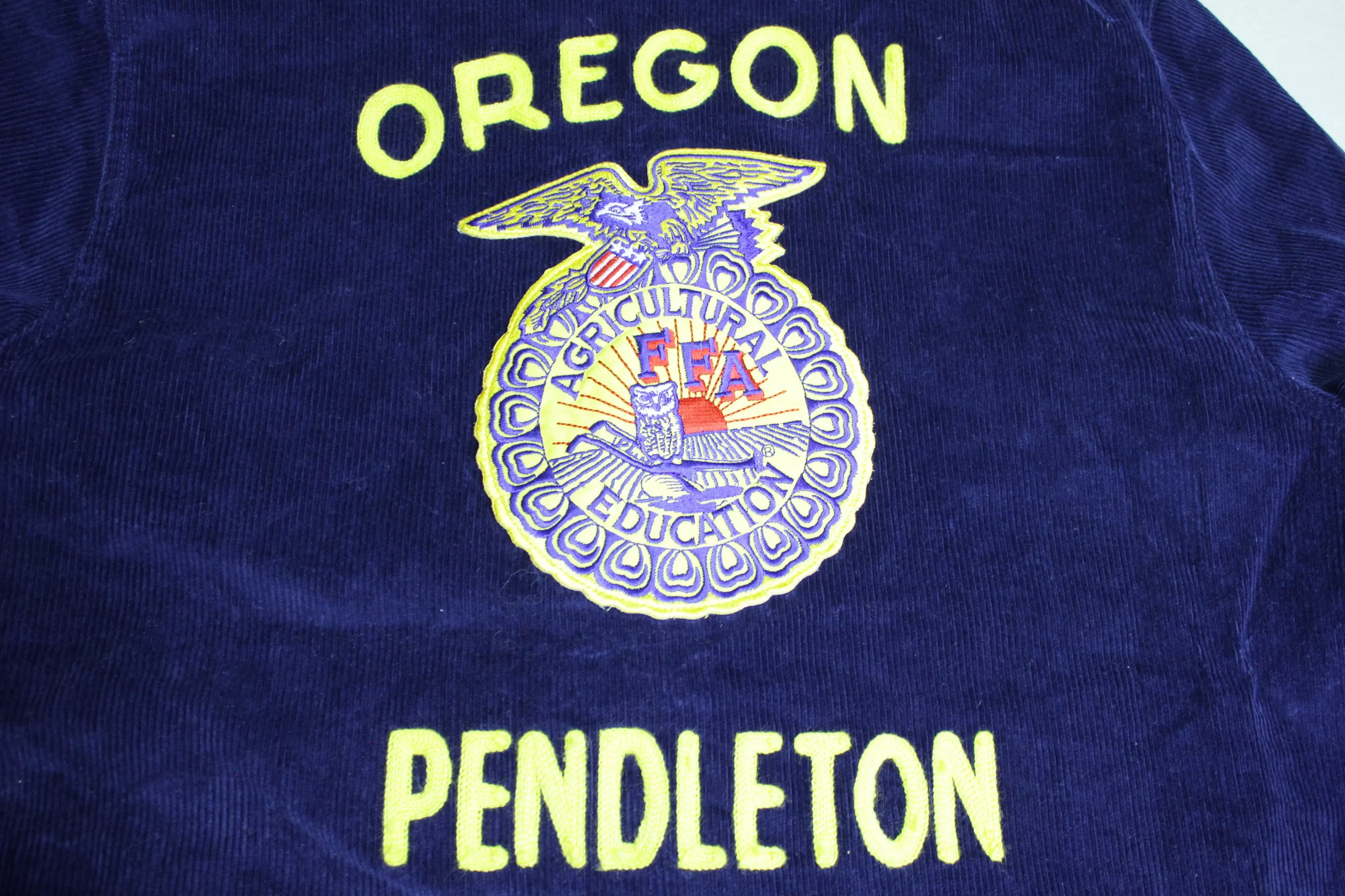 FFA Agricultural Education Vintage Washington Pendleton Oregon Farm Animal Corduroy Jacket