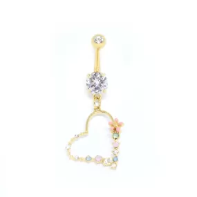 Floral Heart Belly Ring