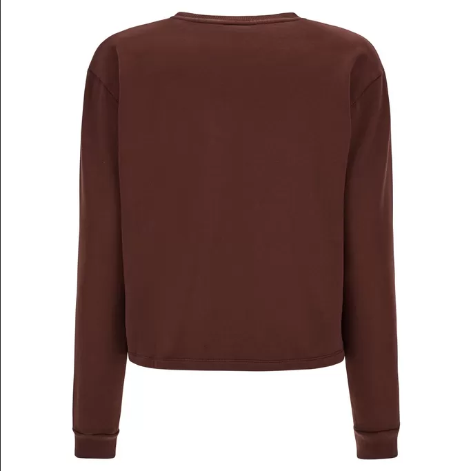 Freddy Garment-dyed comfort crewneck cropped sweatshirt JOYC024X M79X chocolate fondant