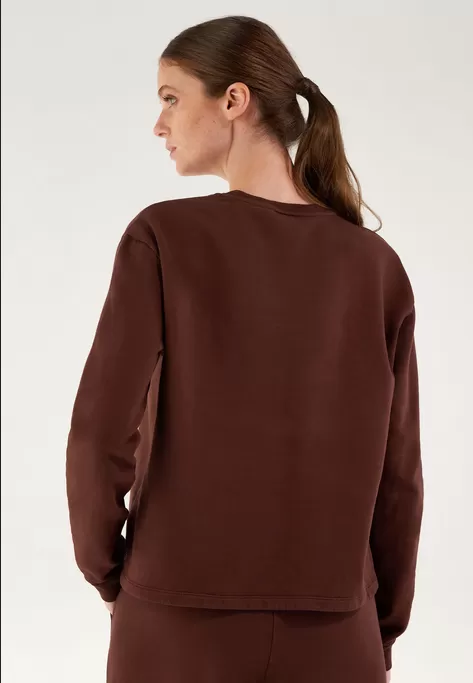 Freddy Garment-dyed comfort crewneck cropped sweatshirt JOYC024X M79X chocolate fondant