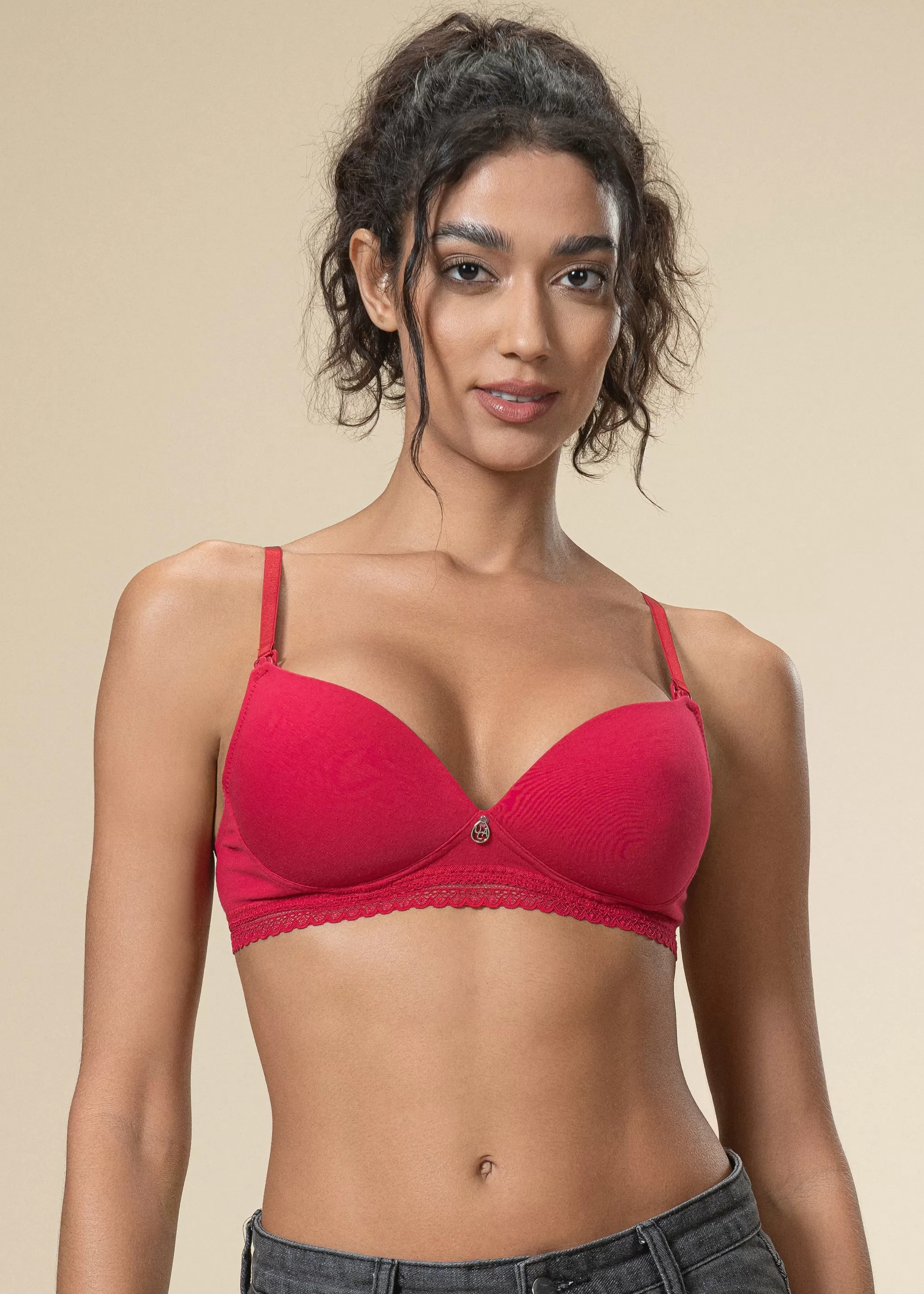 GIANNA Comfort Cotton Red Molded Maternity Nursing Bra