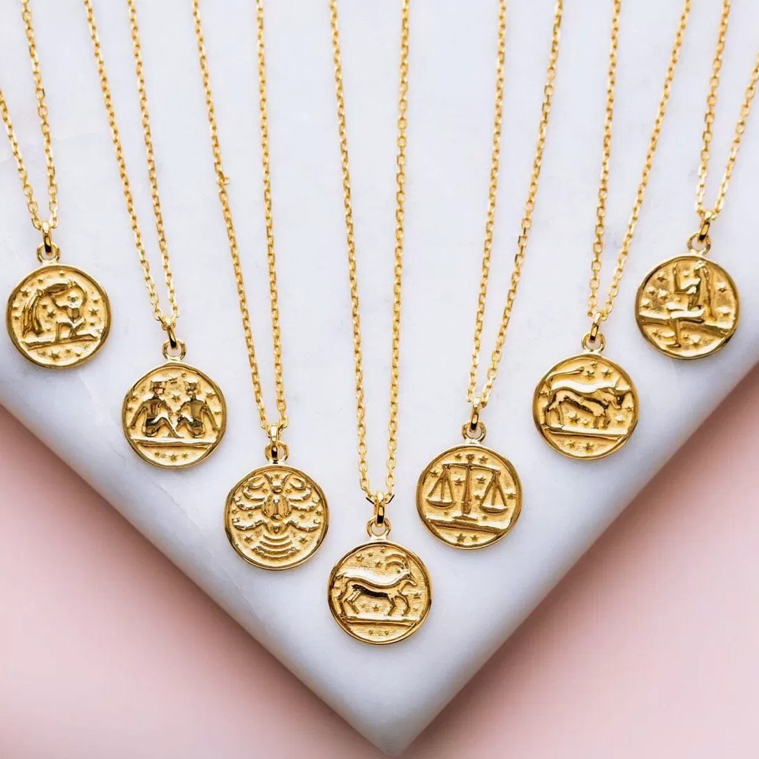 Horoscope Zodiac Engravable Coin Necklace