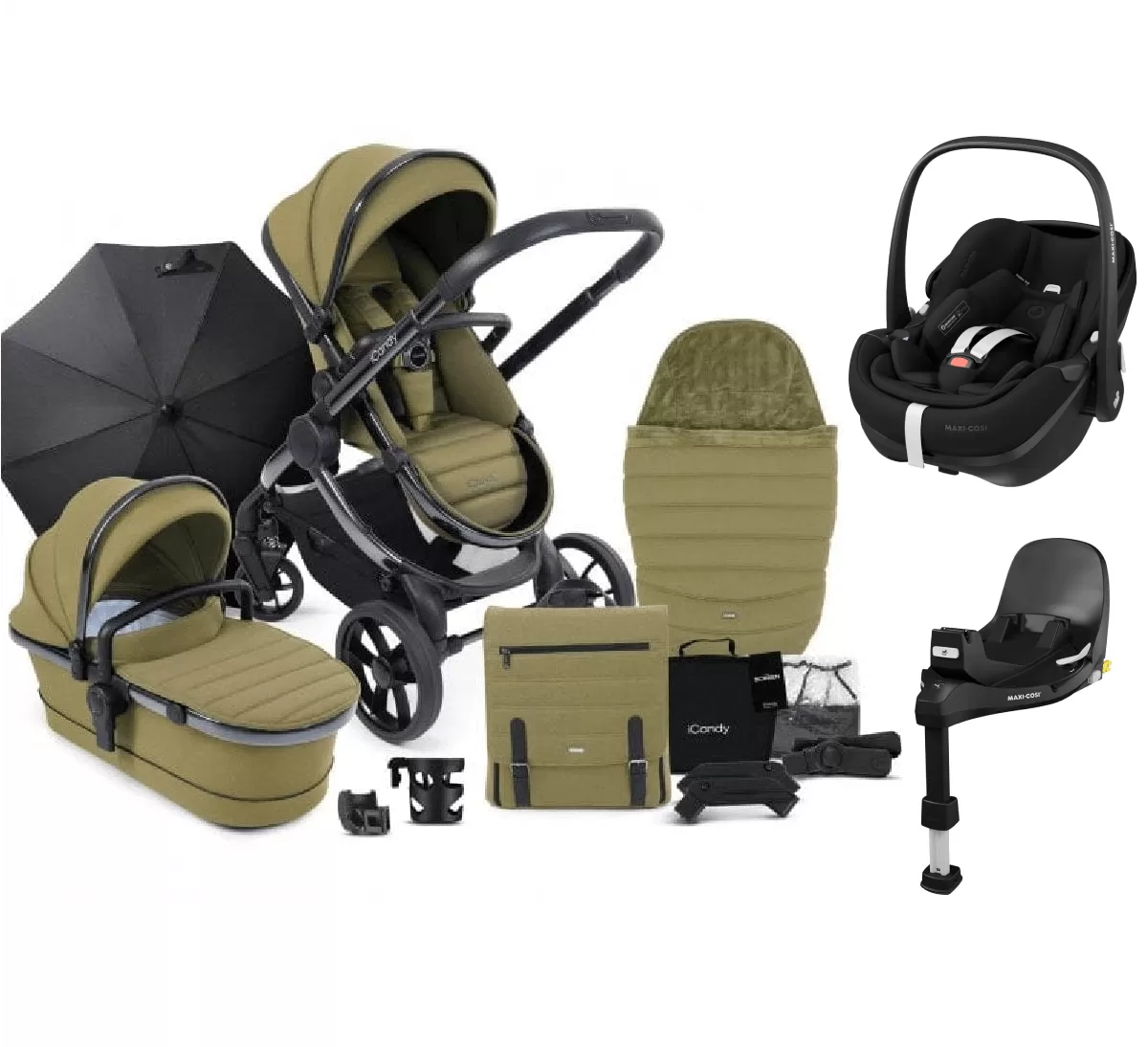 iCandy Peach 7, Pebble 360 PRO Complete Travel System Bundle - Olive