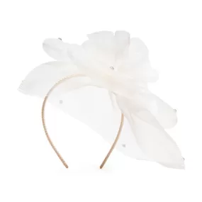 IVORY FLORAL VEIL FASCINATOR