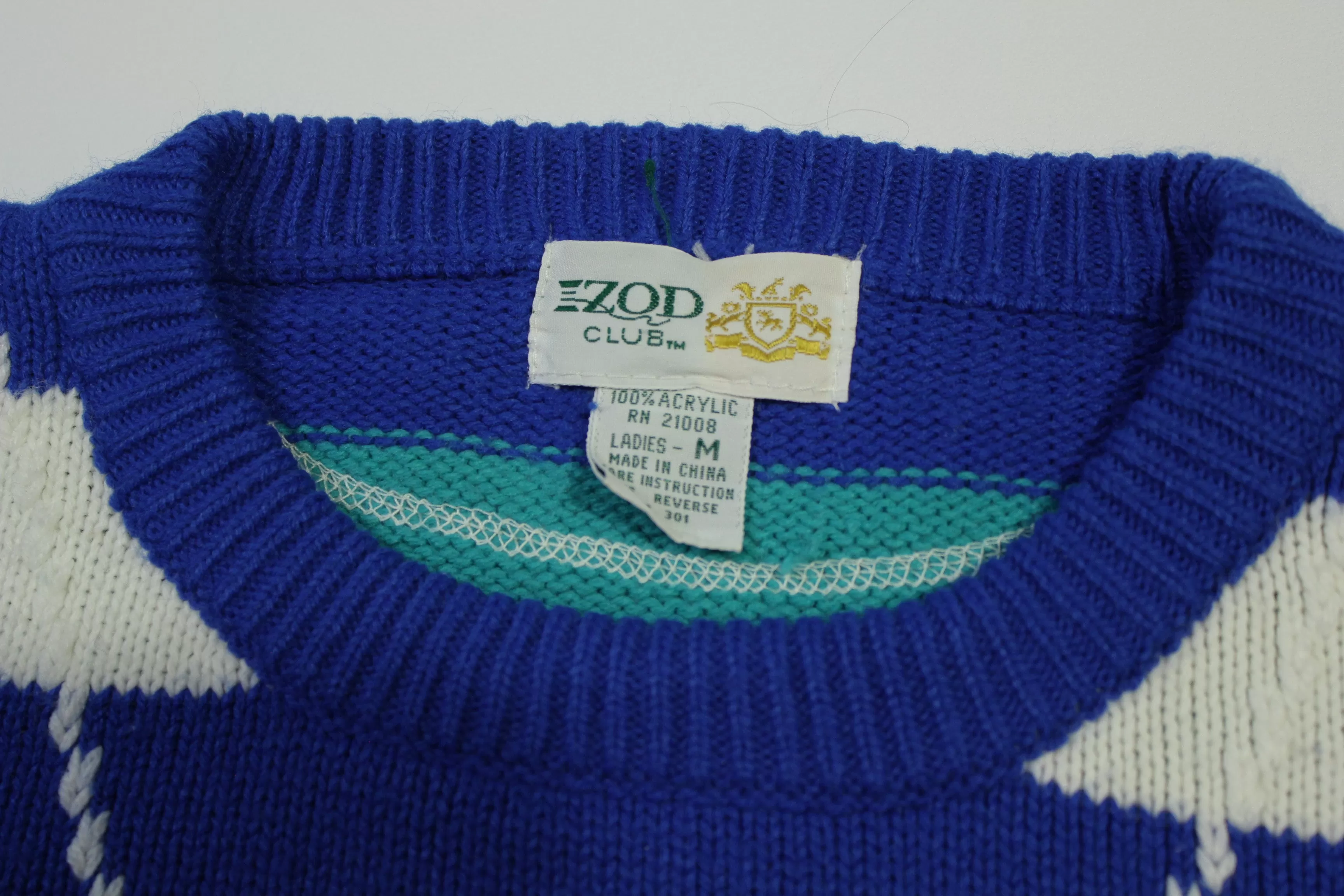 Izod Club Vintage Bright Stripes Colorful Happy 90's Golf Sweater