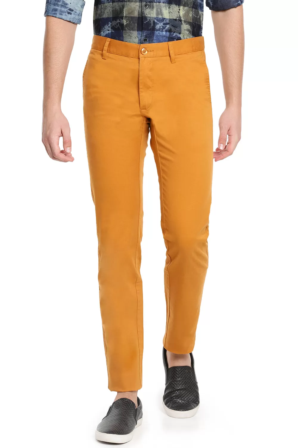 JDC Men Mustard Yellow Solid Trouser